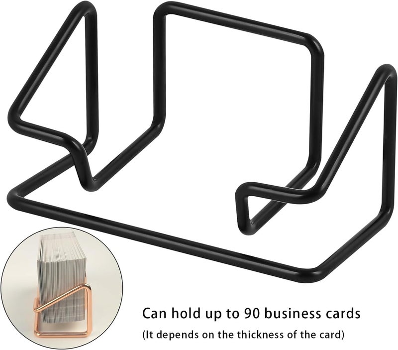 DMFLY Business Card Holder for Desk, Metal Cute Card Display Stand, Compatible with Various Countertops, Horizontal Black - Image 2